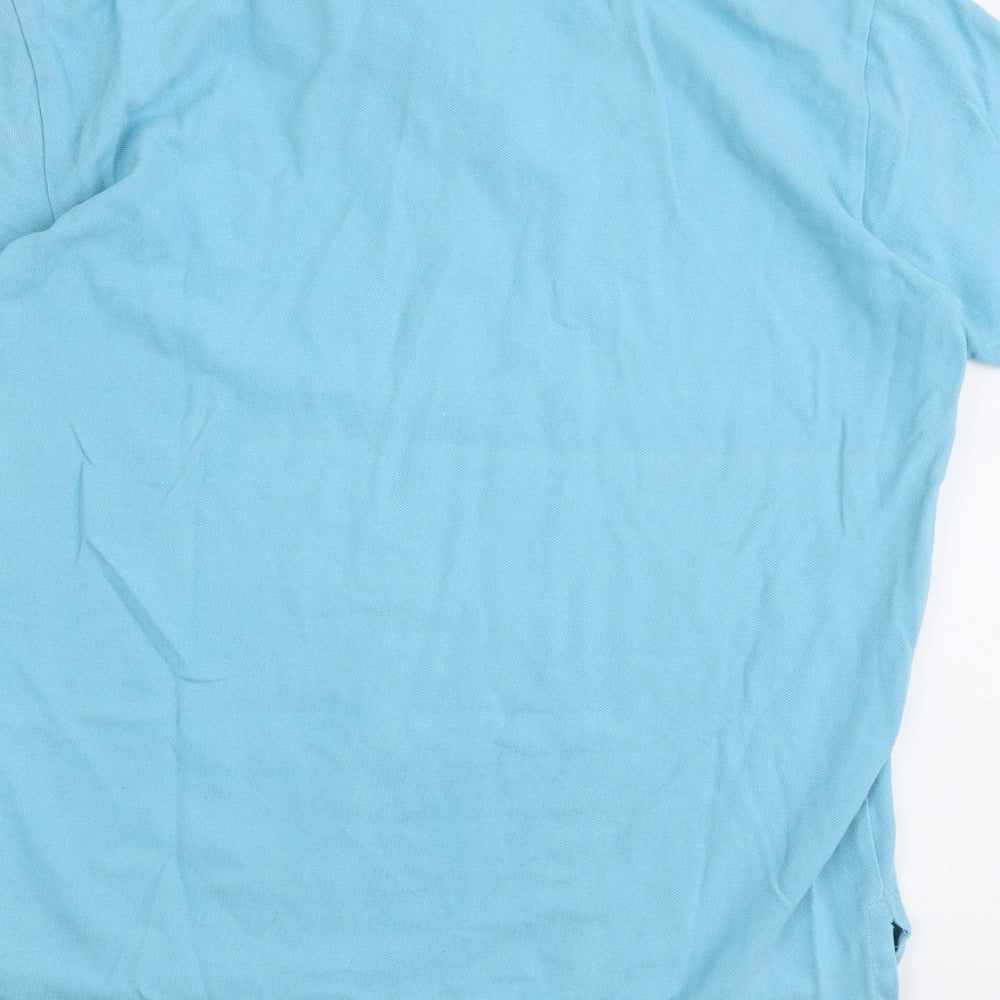 Polo Ralph Lauren Mens Blue Cotton Polo Size M Collared Button