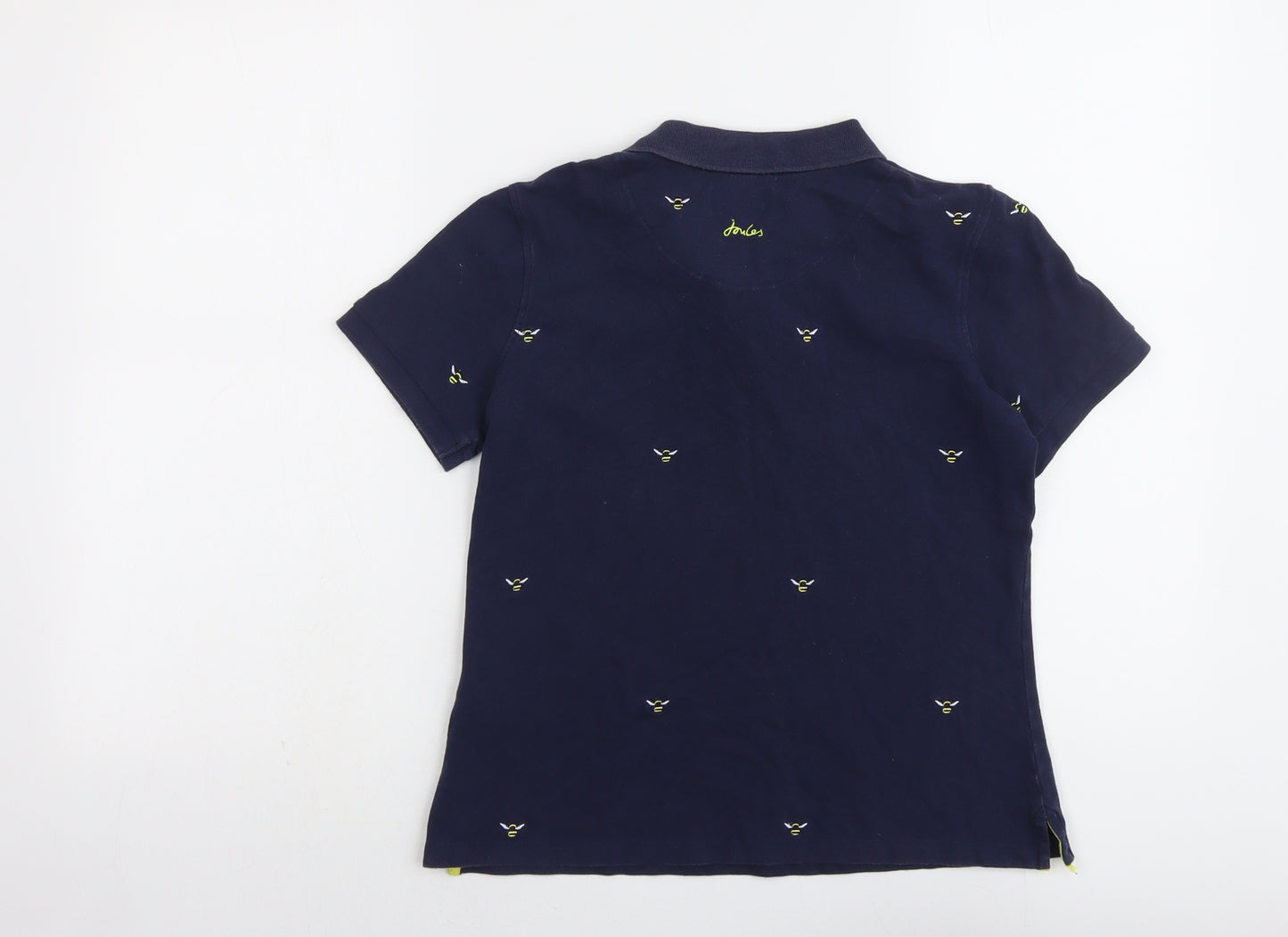Joules Womens Blue Geometric Cotton Basic Polo Size 10 Collared - Bee Print