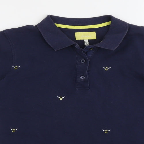 Joules Womens Blue Geometric Cotton Basic Polo Size 10 Collared - Bee Print