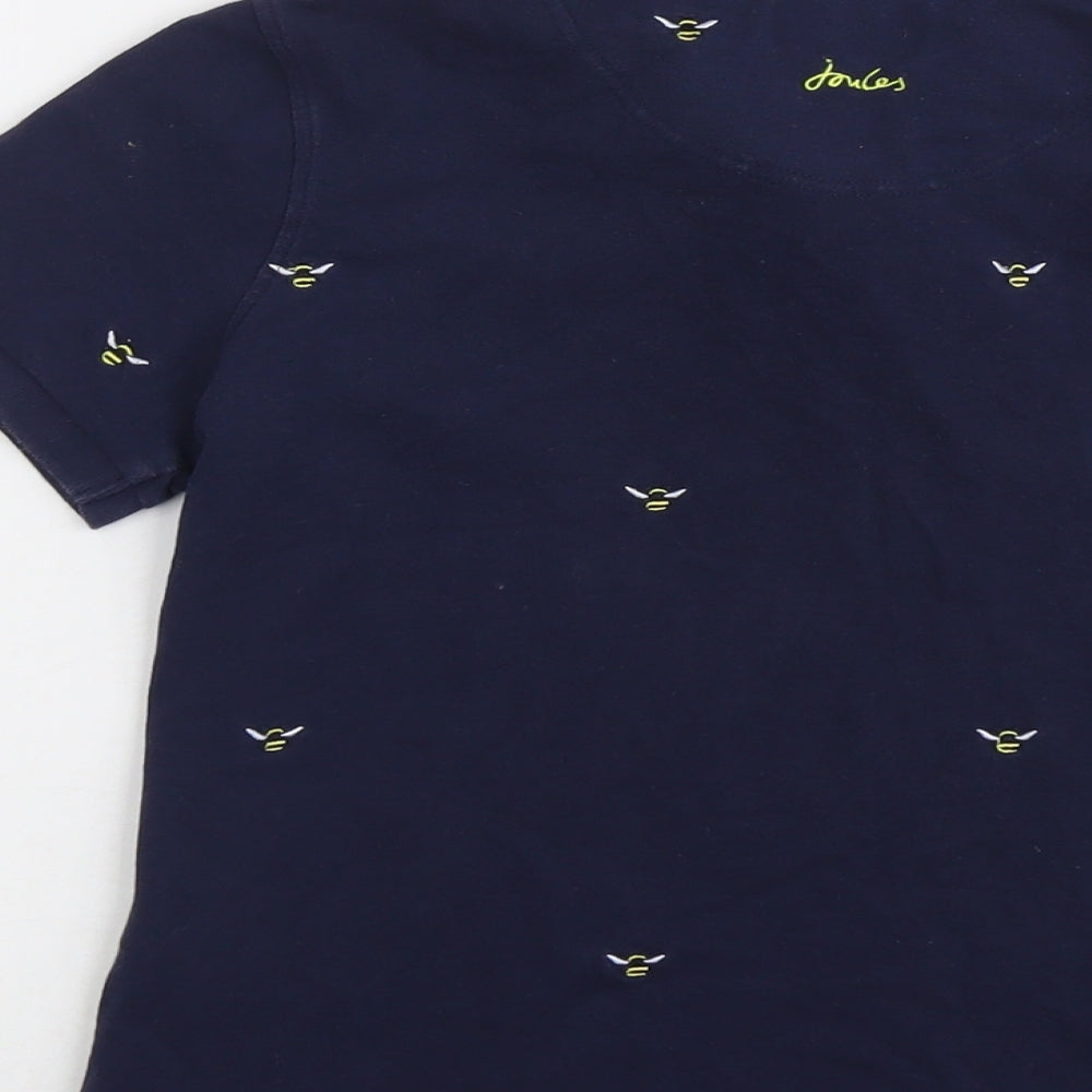 Joules Womens Blue Geometric Cotton Basic Polo Size 10 Collared - Bee Print
