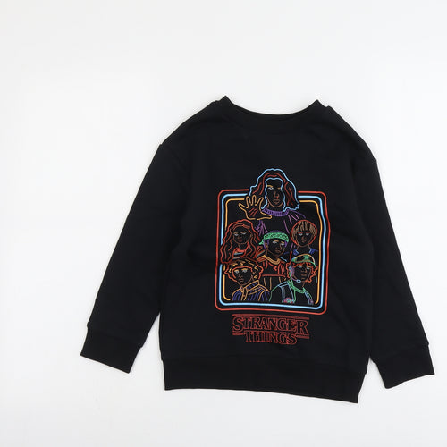 Marks and Spencer Boys Black Cotton Pullover Sweatshirt Size 6-7 Years Pullover - Stranger Things