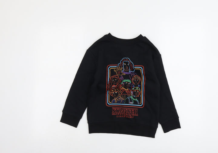 Marks and Spencer Boys Black Cotton Pullover Sweatshirt Size 6-7 Years Pullover - Stranger Things