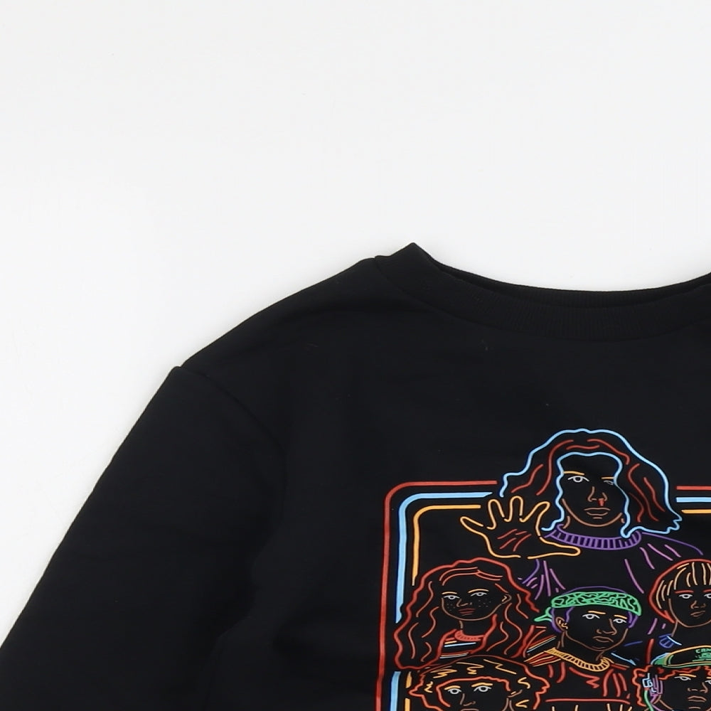 Marks and Spencer Boys Black Cotton Pullover Sweatshirt Size 6-7 Years Pullover - Stranger Things