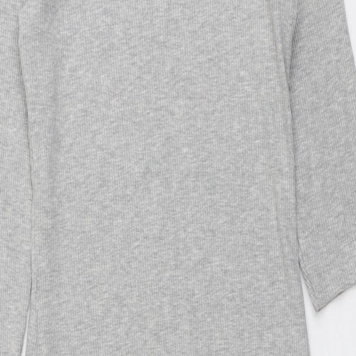 H&M Womens Grey Cotton A-Line Size 14 Round Neck Pullover - Cold Shoulder