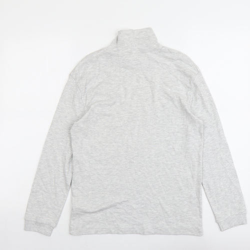 Marks and Spencer Girls Grey Cotton Basic T-Shirt Size 11-12 Years High Neck Pullover
