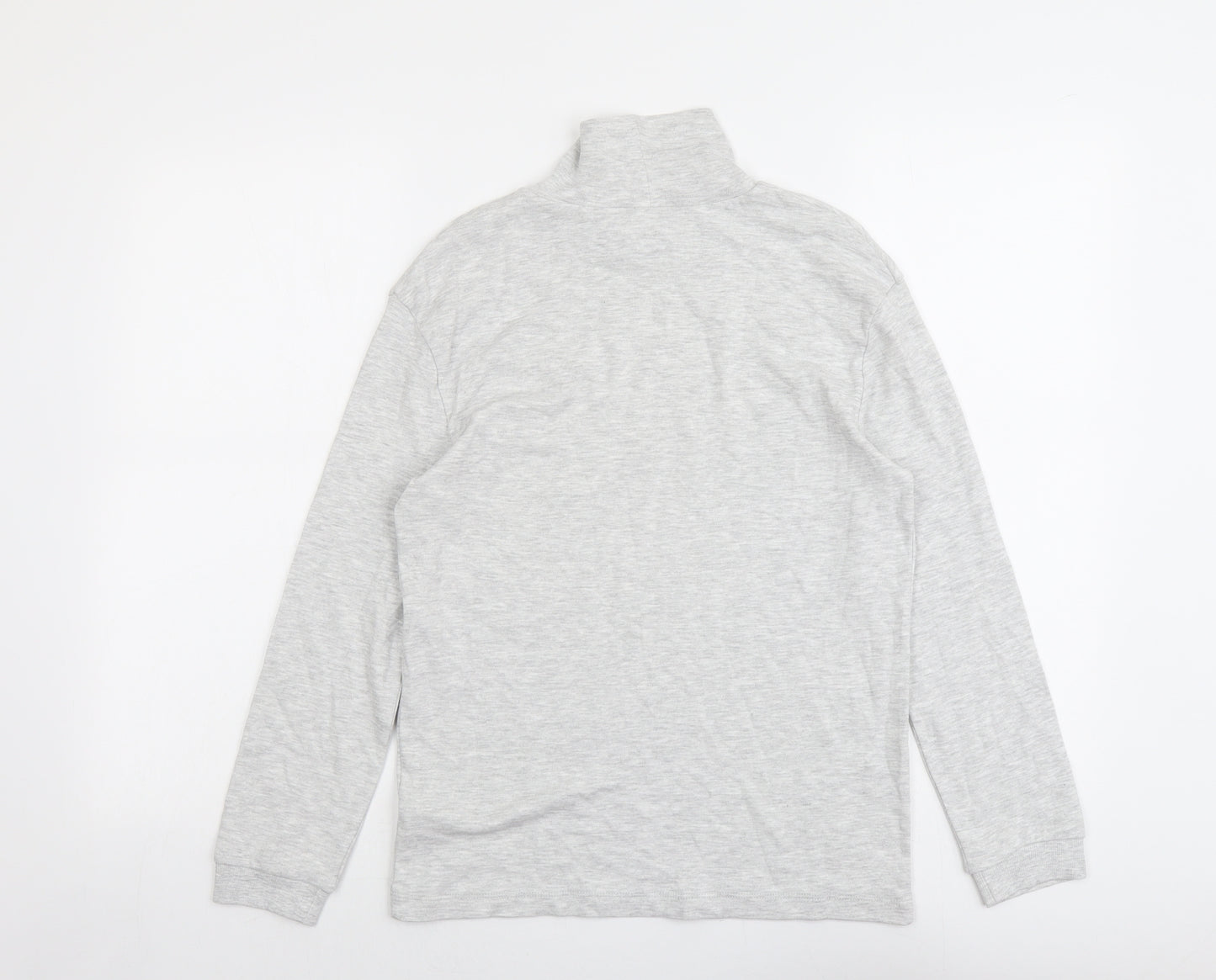 Marks and Spencer Girls Grey Cotton Basic T-Shirt Size 11-12 Years High Neck Pullover