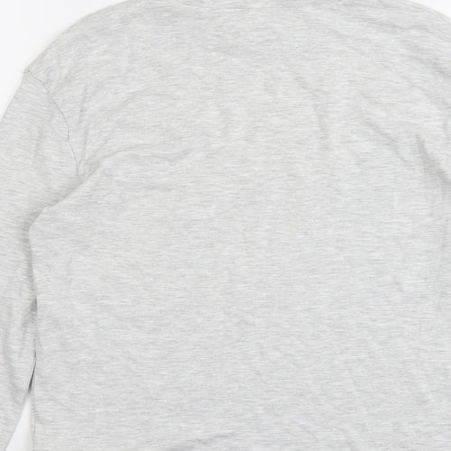 Marks and Spencer Girls Grey Cotton Basic T-Shirt Size 11-12 Years High Neck Pullover
