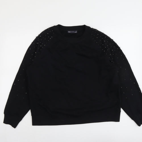 Marks and Spencer Womens Black Cotton Pullover Sweatshirt Size M Pullover