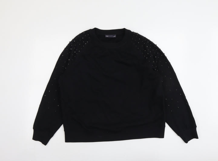 Marks and Spencer Womens Black Cotton Pullover Sweatshirt Size M Pullover