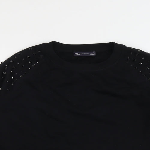Marks and Spencer Womens Black Cotton Pullover Sweatshirt Size M Pullover