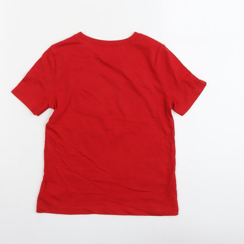 Old Navy Boys Red Cotton Basic T-Shirt Size 4 Years Round Neck Pullover - American Flag Live Free