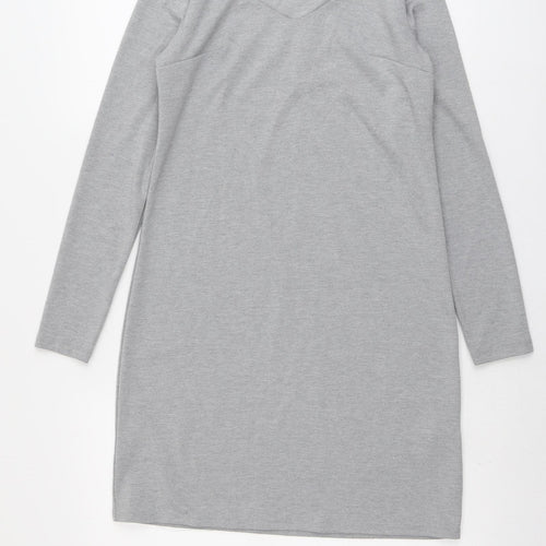 Amisu Womens Grey Polyester A-Line Size 6 V-Neck Pullover