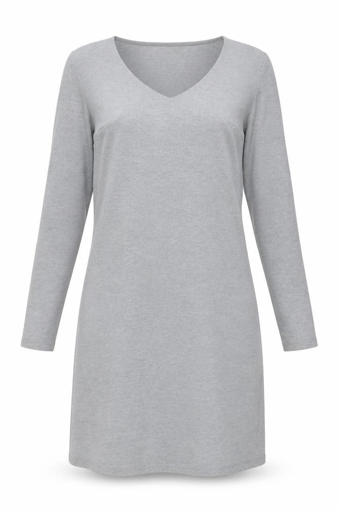 Front view of Amisu women’s grey polyester a-line, size UK 6, v-neck pullover