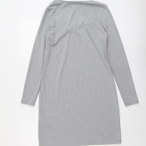 Amisu Womens Grey Polyester A-Line Size 6 V-Neck Pullover