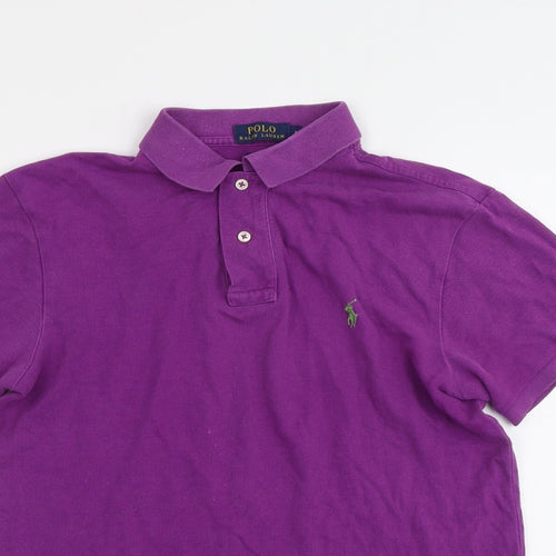 Polo Ralph Lauren Mens Purple Cotton Polo Size M Collared Button
