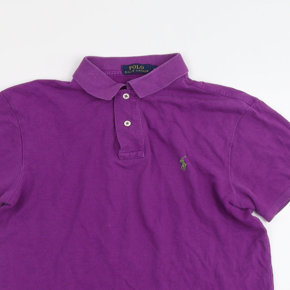 Polo Ralph Lauren Mens Purple Cotton Polo Size M Collared Button