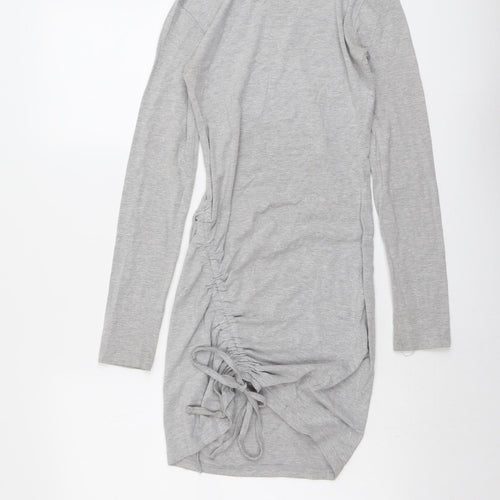 Missguided Womens Grey Polyester Jumper Dress Size 6 Round Neck Pullover
