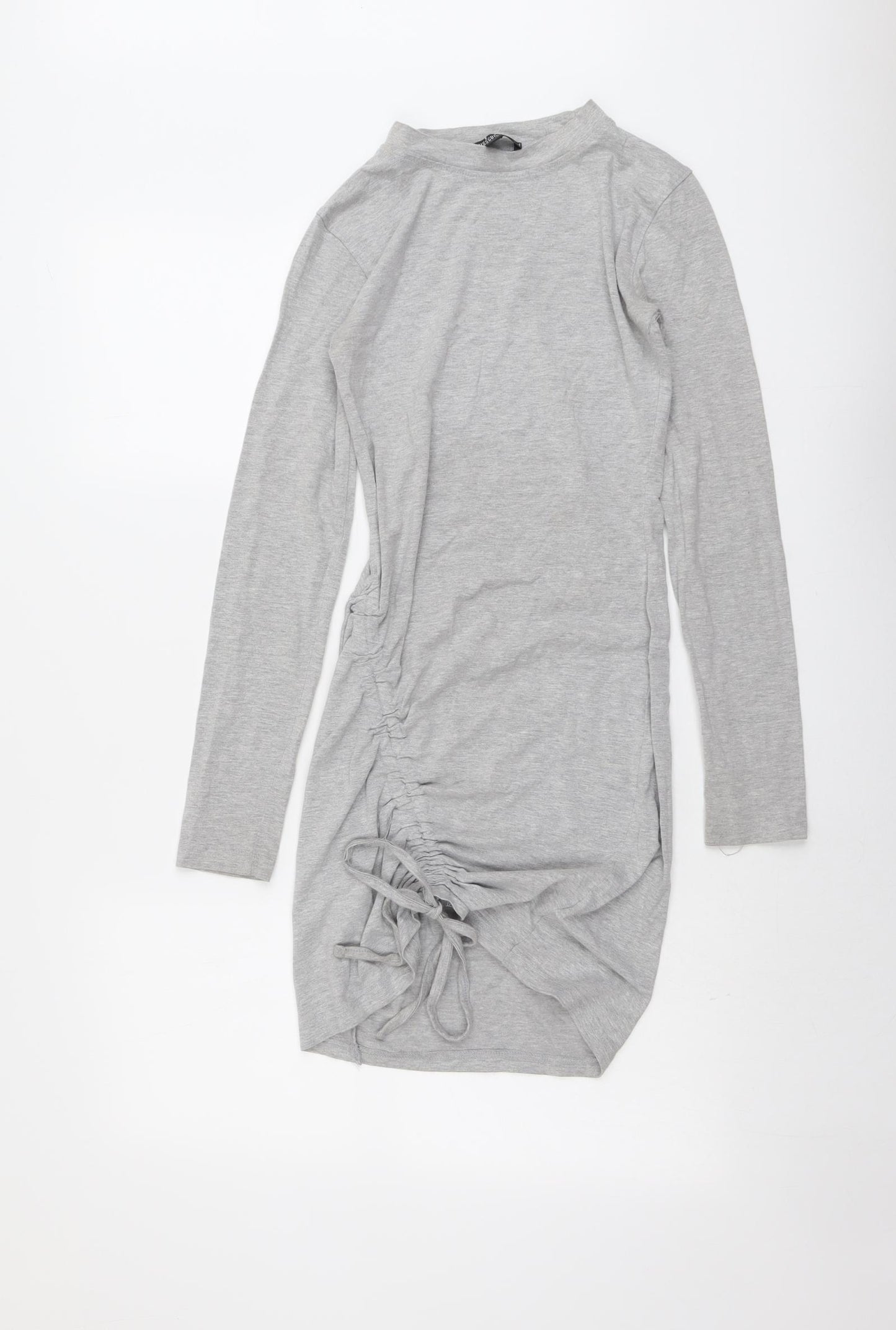 Missguided Womens Grey Polyester Jumper Dress Size 6 Round Neck Pullover