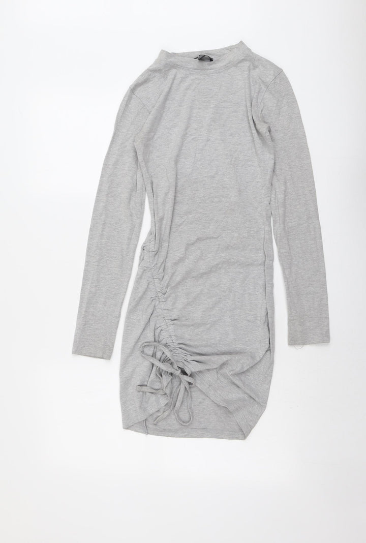 Missguided Womens Grey Polyester Jumper Dress Size 6 Round Neck Pullover