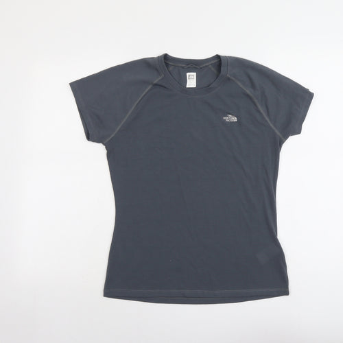 The North Face Womens Grey Polyester Pullover T-Shirt Size M Crew Neck Pullover