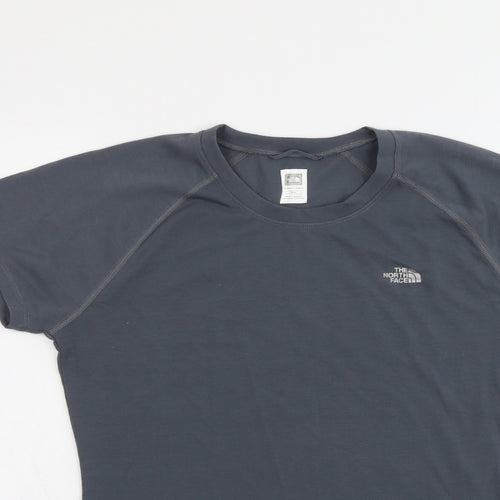The North Face Womens Grey Polyester Pullover T-Shirt Size M Crew Neck Pullover