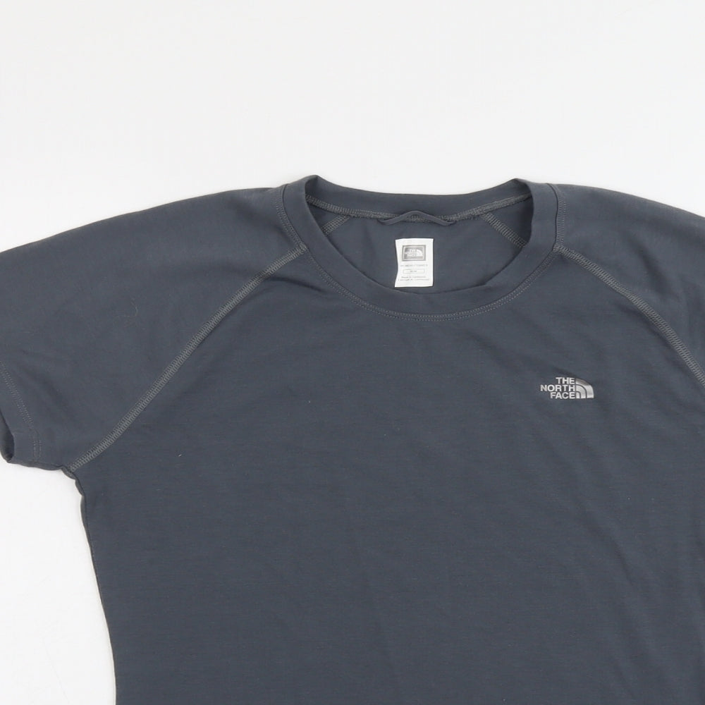 The North Face Womens Grey Polyester Pullover T-Shirt Size M Crew Neck Pullover