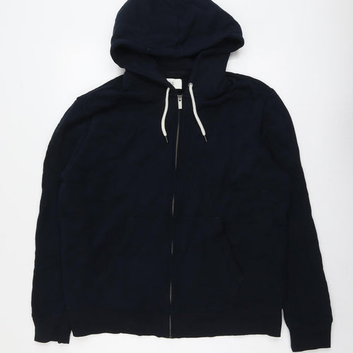 Marks and Spencer Mens Blue Cotton Full Zip Hoodie Size XL