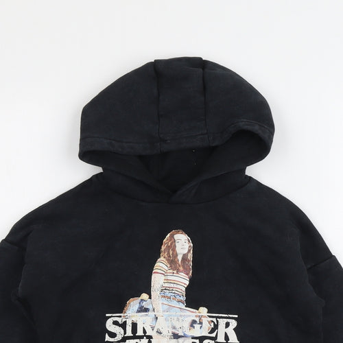Marks and Spencer Boys Black Cotton Pullover Hoodie Size 7-8 Years Pullover - Strangers Things