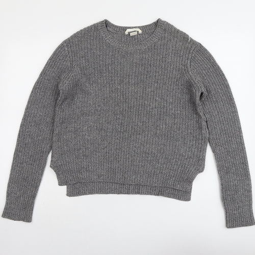 H&M Womens Grey Round Neck Acrylic Pullover Jumper Size S
