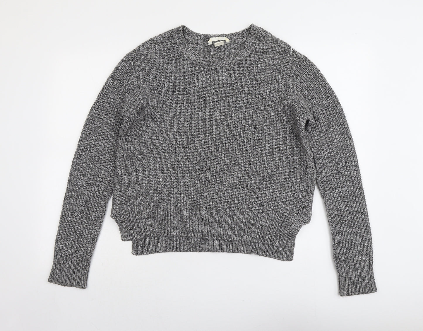 H&M Womens Grey Round Neck Acrylic Pullover Jumper Size S