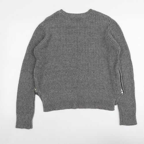 H&M Womens Grey Round Neck Acrylic Pullover Jumper Size S