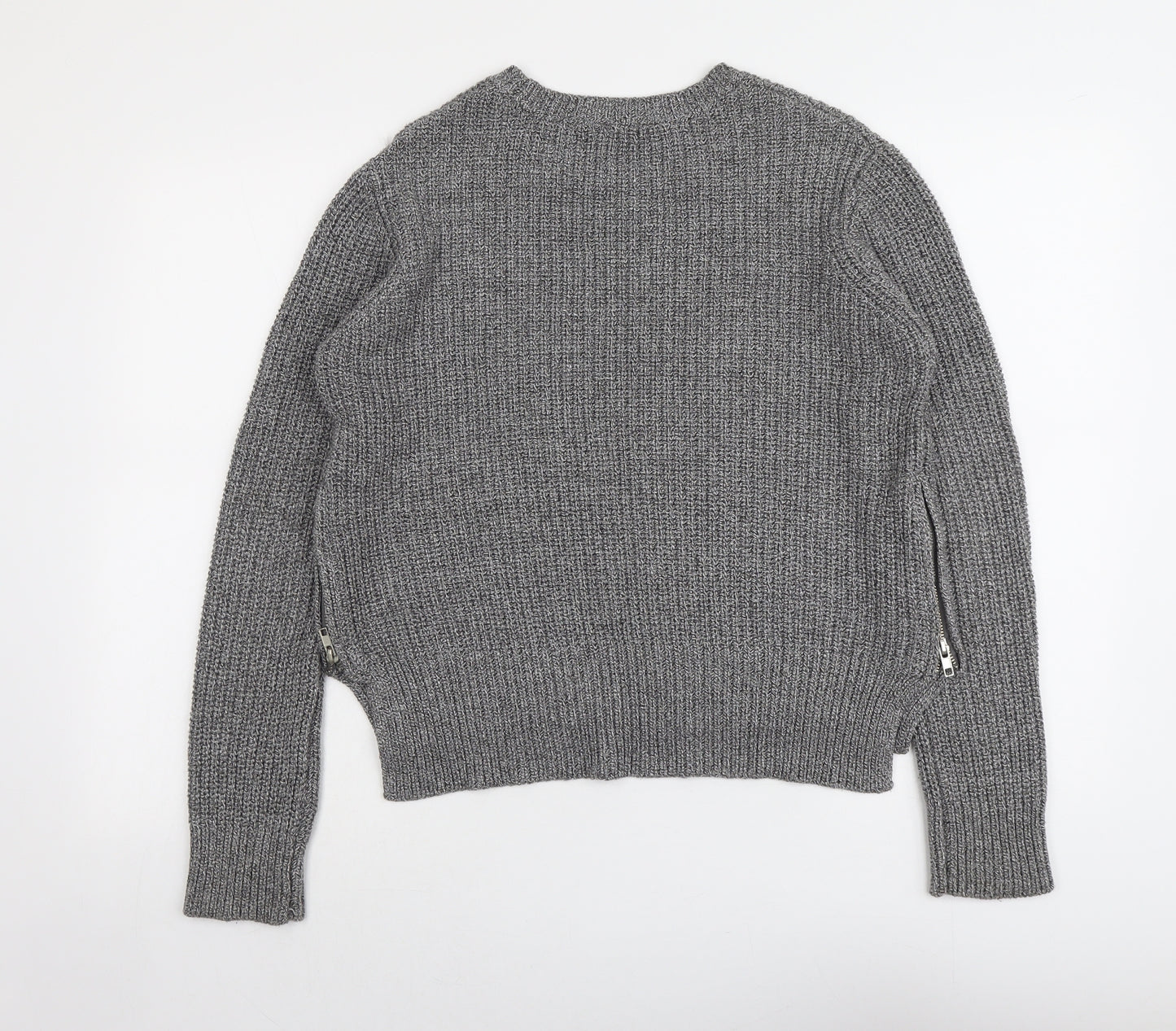 H&M Womens Grey Round Neck Acrylic Pullover Jumper Size S