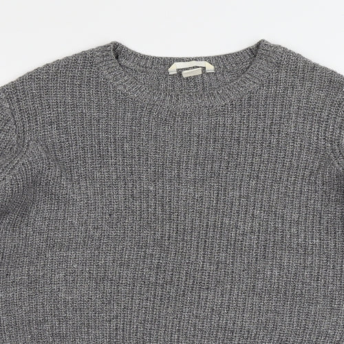 H&M Womens Grey Round Neck Acrylic Pullover Jumper Size S