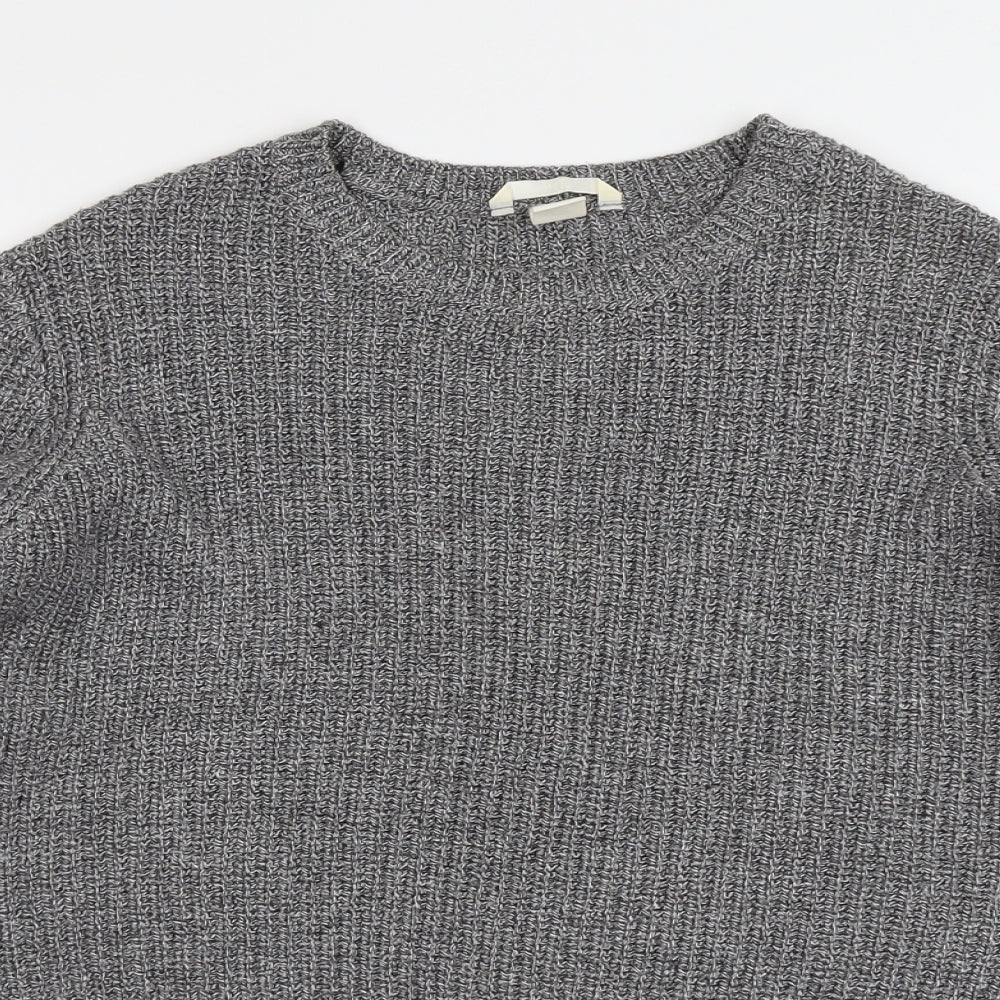 H&M Womens Grey Round Neck Acrylic Pullover Jumper Size S