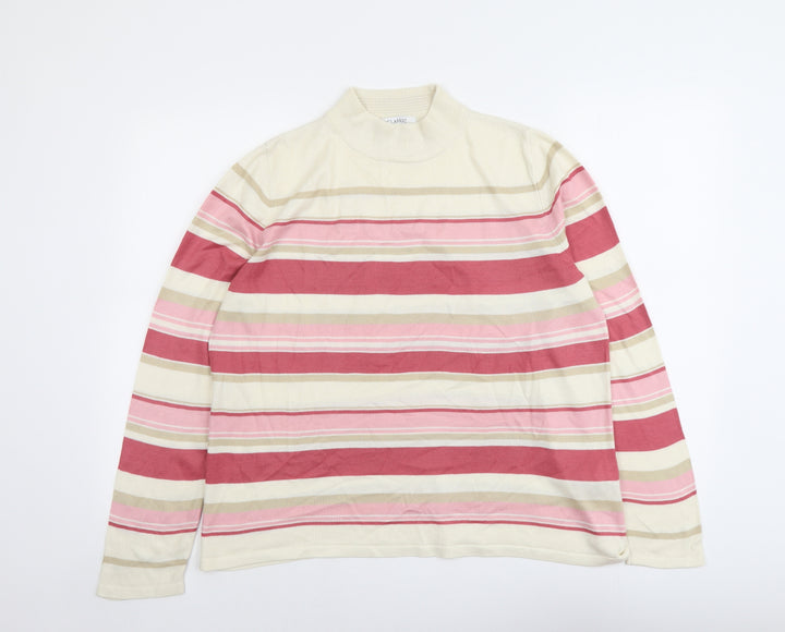 Marks and Spencer Womens Multicoloured Mock Neck Striped Acrylic Pullover Jumper Size 12