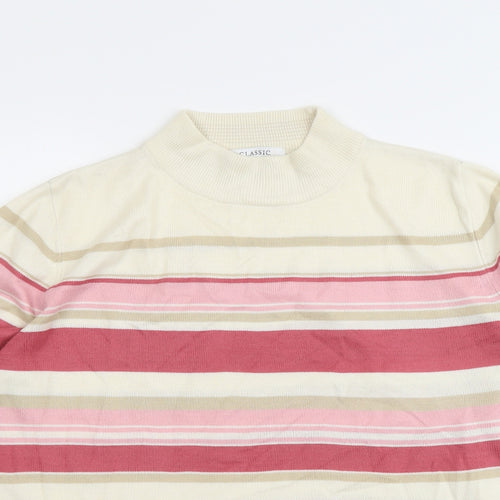 Marks and Spencer Womens Multicoloured Mock Neck Striped Acrylic Pullover Jumper Size 12