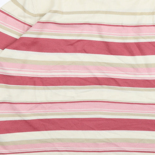 Marks and Spencer Womens Multicoloured Mock Neck Striped Acrylic Pullover Jumper Size 12