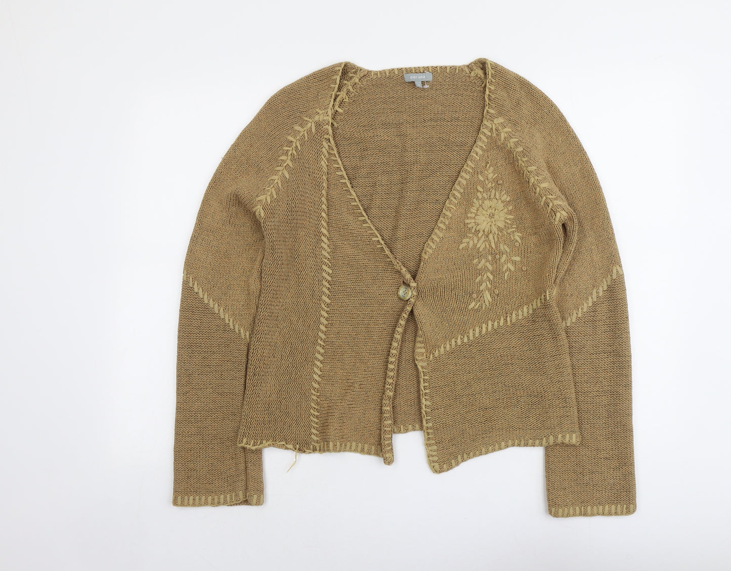 Per Una Womens Beige V-Neck Silk Cardigan Jumper Size L