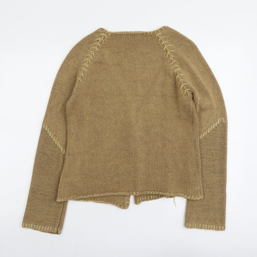 Per Una Womens Beige V-Neck Silk Cardigan Jumper Size L