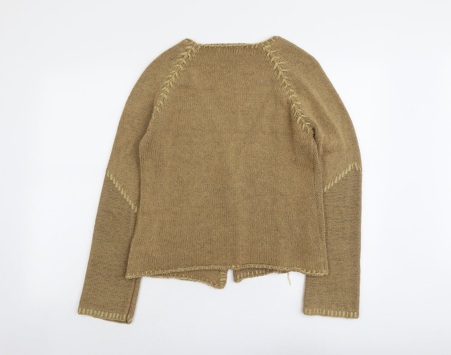 Per Una Womens Beige V-Neck Silk Cardigan Jumper Size L