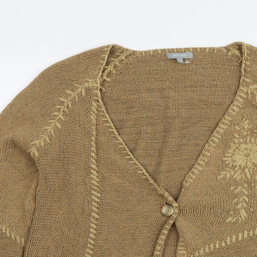 Per Una Womens Beige V-Neck Silk Cardigan Jumper Size L