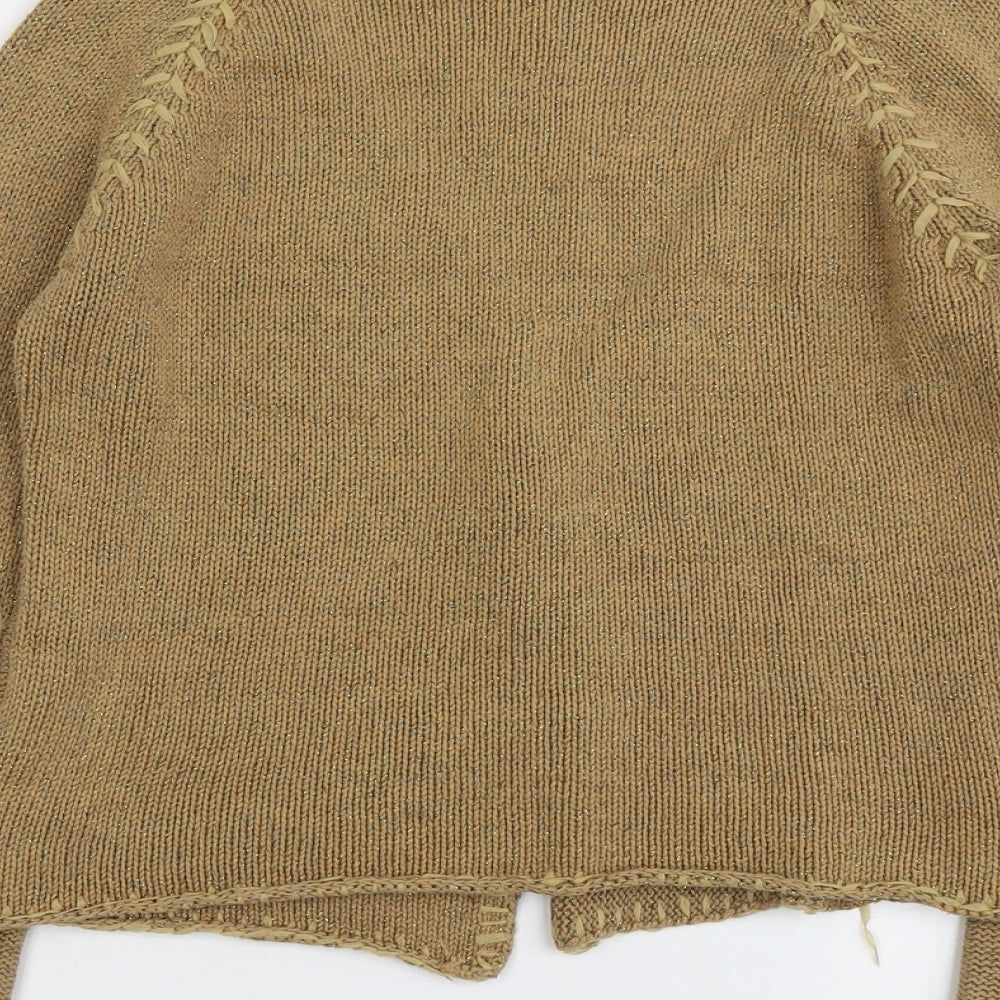 Per Una Womens Beige V-Neck Silk Cardigan Jumper Size L