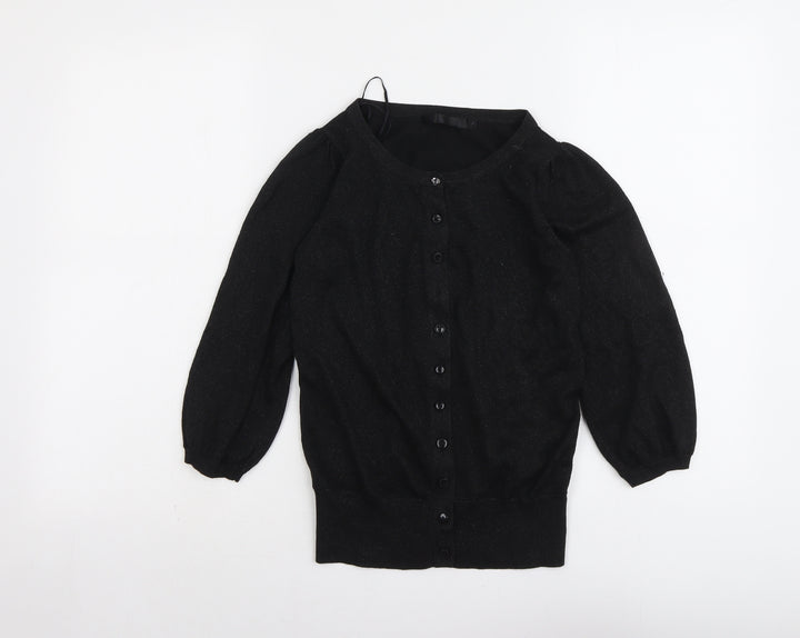 River Island Womens Black Round Neck Viscose Cardigan Jumper Size 10