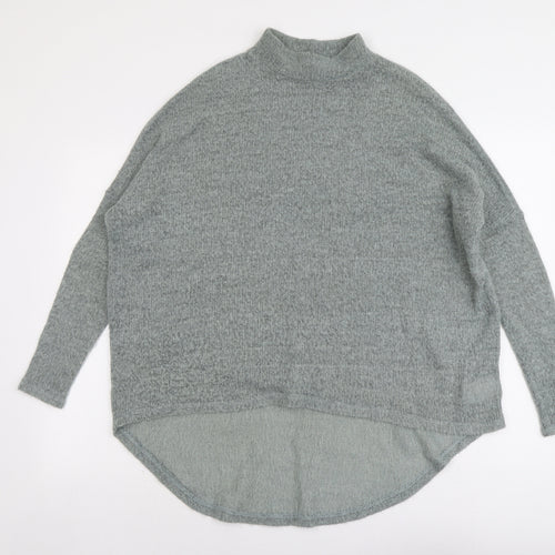 Light Before Dark Womens Green Mock Neck Acrylic Pullover Jumper Size S
