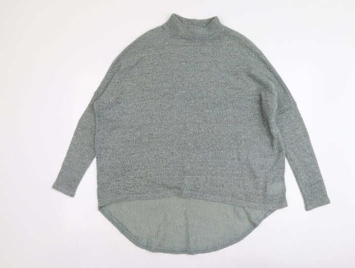 Light Before Dark Womens Green Mock Neck Acrylic Pullover Jumper Size S