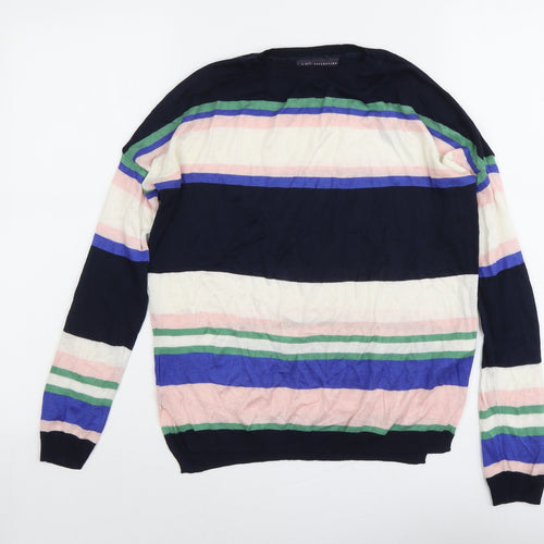 Marks and Spencer Womens Multicoloured Round Neck Striped Acrylic Pullover Jumper Size S