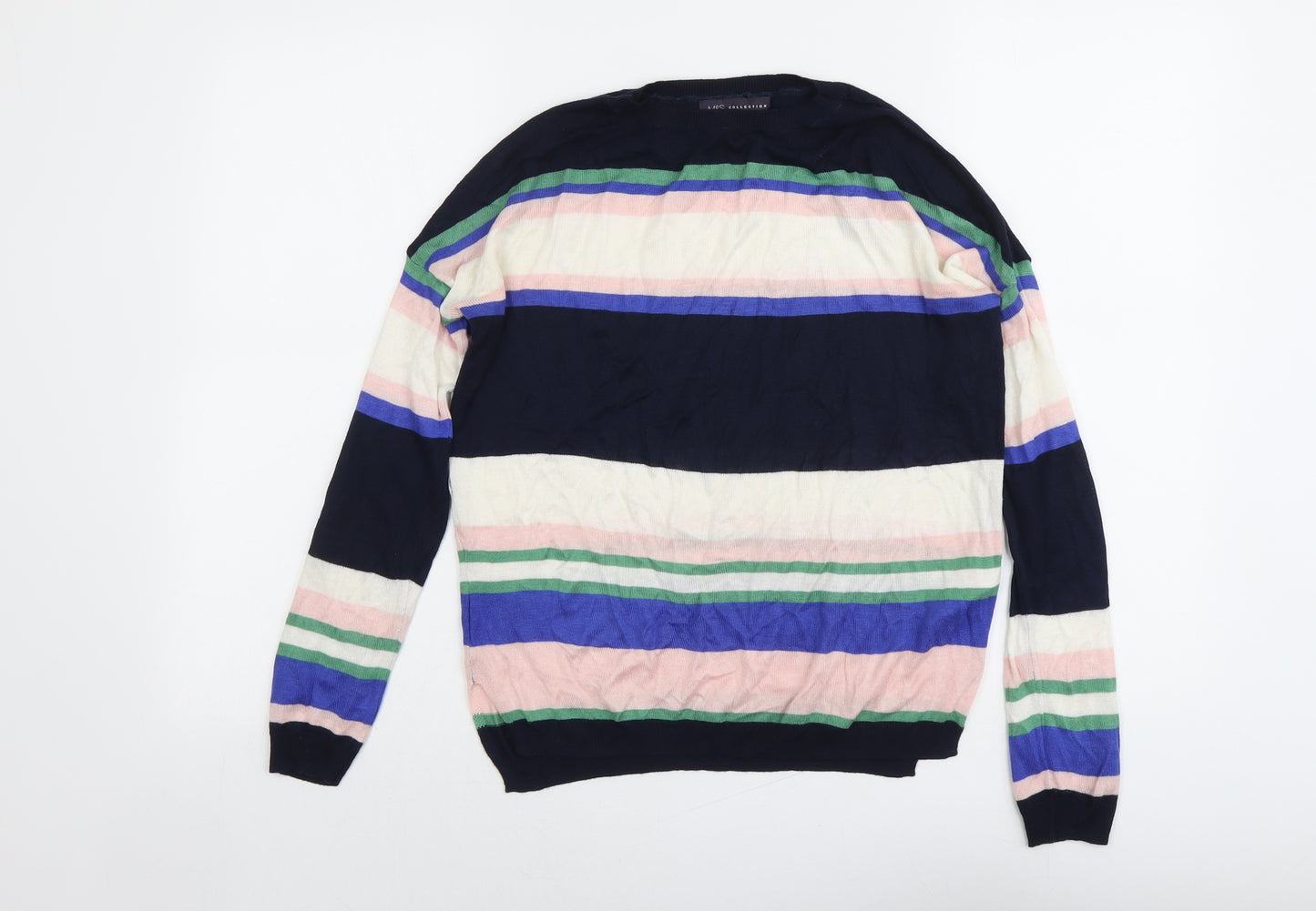 Marks and Spencer Womens Multicoloured Round Neck Striped Acrylic Pullover Jumper Size S