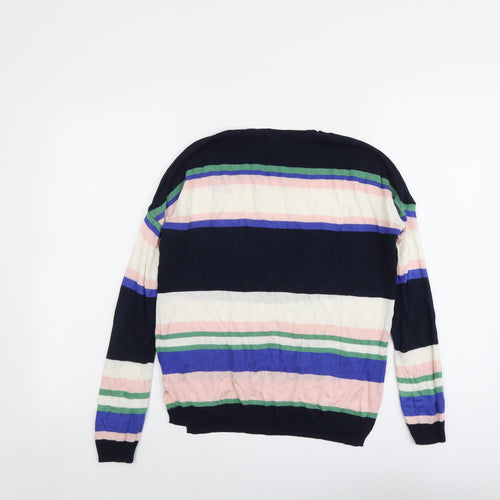 Marks and Spencer Womens Multicoloured Round Neck Striped Acrylic Pullover Jumper Size S
