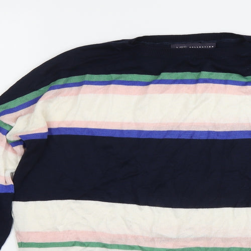 Marks and Spencer Womens Multicoloured Round Neck Striped Acrylic Pullover Jumper Size S