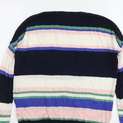 Marks and Spencer Womens Multicoloured Round Neck Striped Acrylic Pullover Jumper Size S